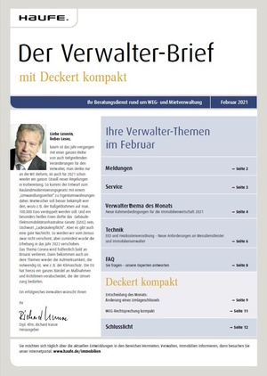 Der Verwalterbrief mit den Verwalterthemen im Februar 2021 | Verwalter-Brief